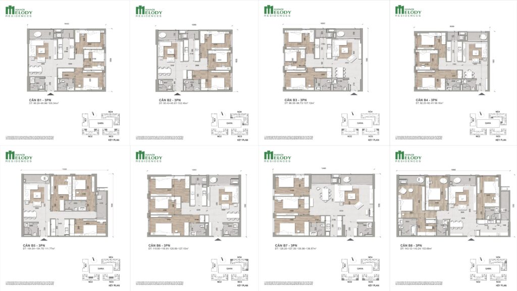 Căn hộ 3 phòng ngủ Hanoi Melody Residences