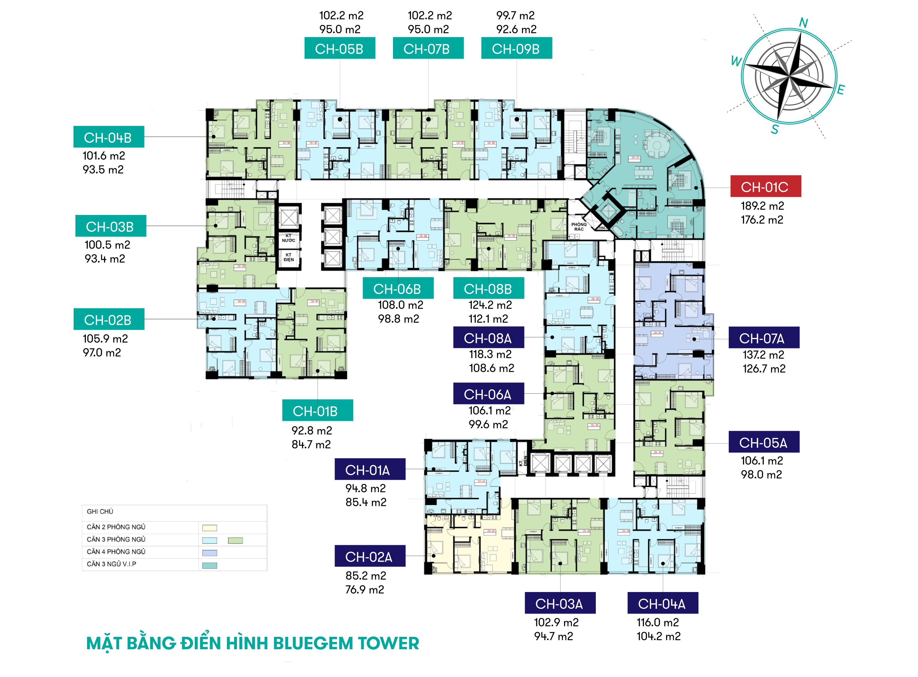 Mặt bằng dự án BlueGem Tower